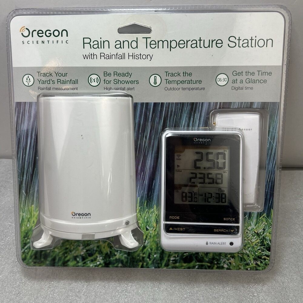 Oregon Scientific Wireless Rain & Temp Station Rainfall History Model RGR202 New